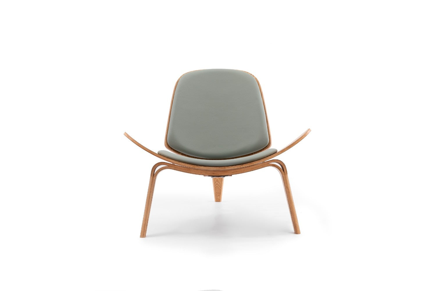 כיסא עץ בצבע ירוק מרווה ועץ אגוז בהיר