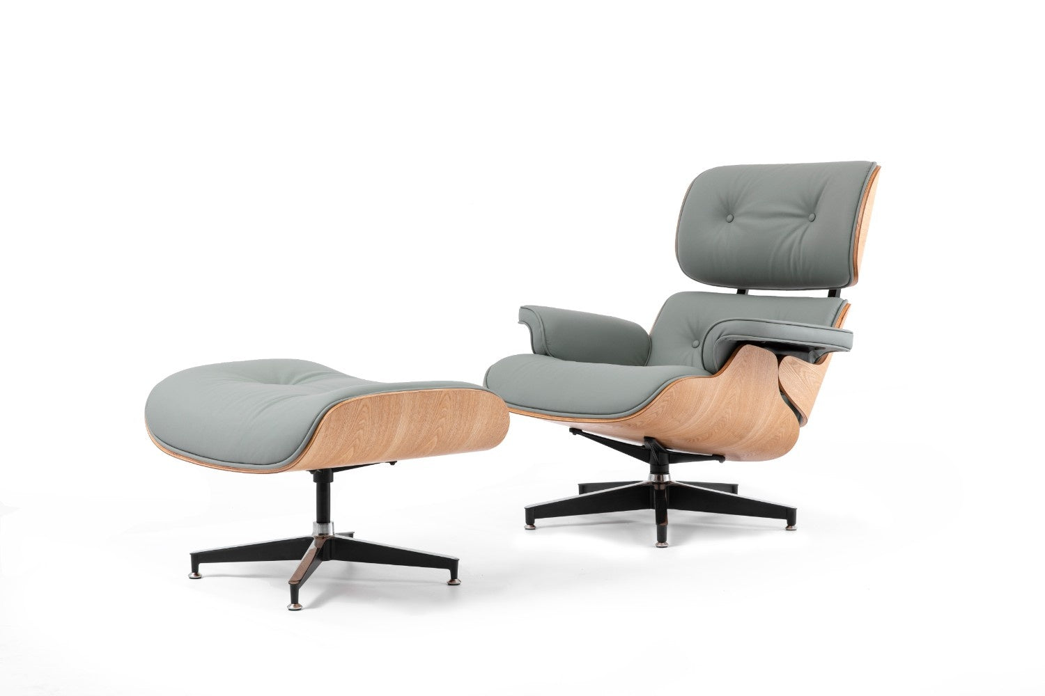 כורסא מעוצבת בצבע ירוק מרווה ועץ אגוז בהיר