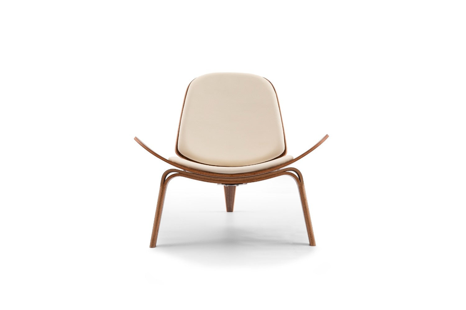 כיסא עץ בצבע שמנת ועץ אגוז כהה