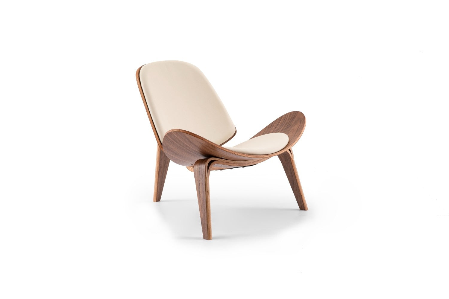 כיסא עץ בצבע שמנת ועץ אגוז כהה