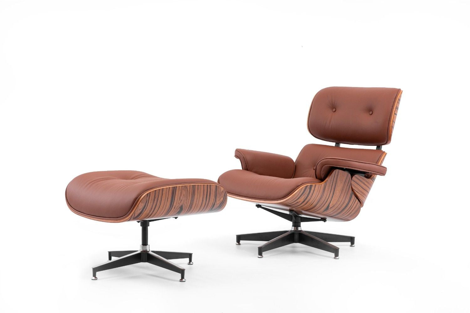 כורסא מעוצבת בצבע חום רויאל ועץ אגוז טבעי