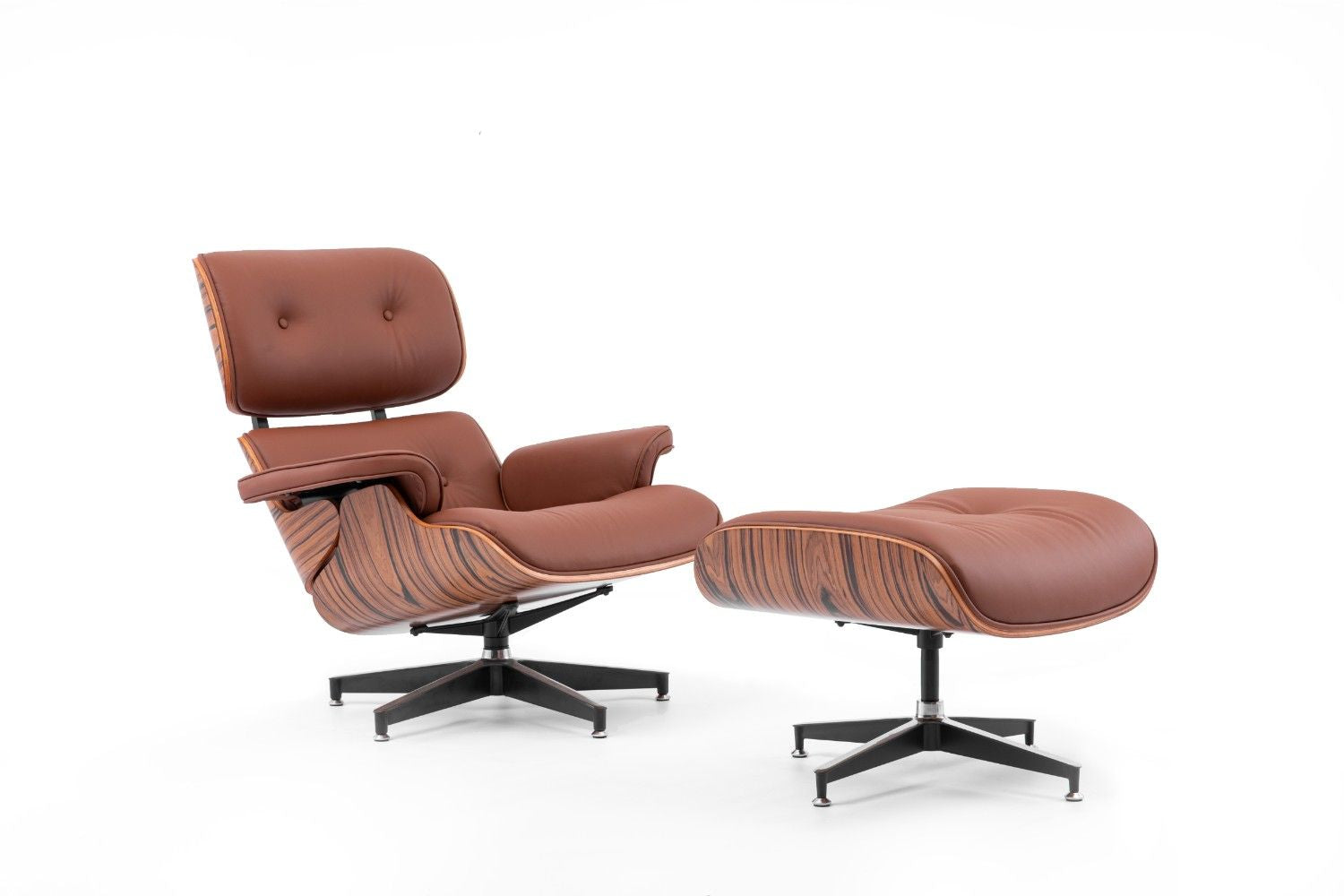 כורסא מעוצבת בצבע חום רויאל ועץ אגוז טבעי